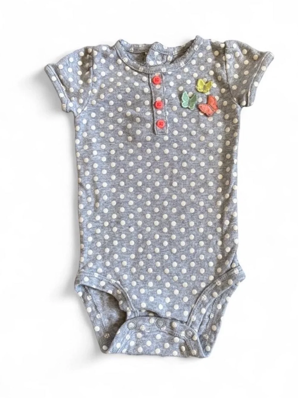 Carter’s Baby Gray Polka Dot Butterfly Bodysuit